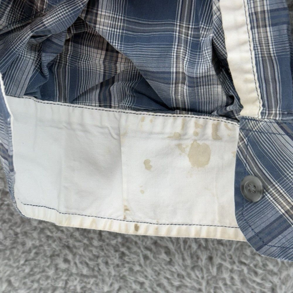 Cabelas Outfitter Shirt Mens 2XL Blue Plaid L/S Button Up Pima Cotton‎ READ - Picture 8 of 9